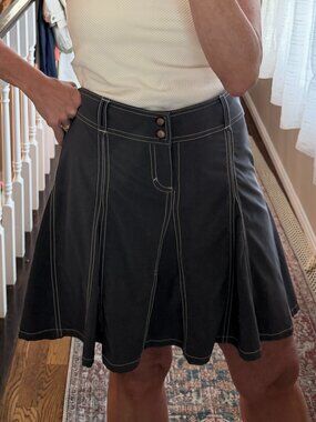 Athleta Gray A Line Skort, Contrast Stitch, Tennis, Golf, Athleasure (#63)